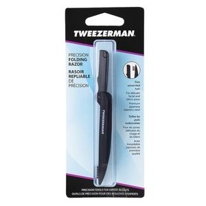 TWEEZERMAN PRECISION FOLDING BROW RAZOR IN BLACK - BRAND NEW